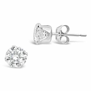 6mm Sterling Silver Cz Studs